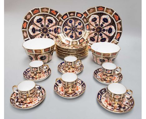 Royal Crown Derby Porcelain Tea and Coffee Wares, decorated in the Imari style, comprising, six coffee cans and saucers, patt