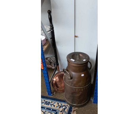 A Copper Milk Churn Inscribed "CZ - Steggerda" dated 1963, together with other brass and copper 19th century and later includ