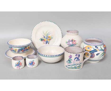 A Quantity of Various Poole Pottery, mainly 1920s, impressed marks (two trays) 