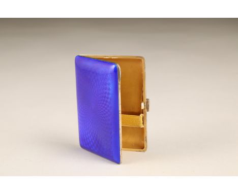 Silver and blue enamel cigarette case, stamped 925 makers mark MC and Co. 8cm long, 6cm wide. Total weight 100g Item is in ve