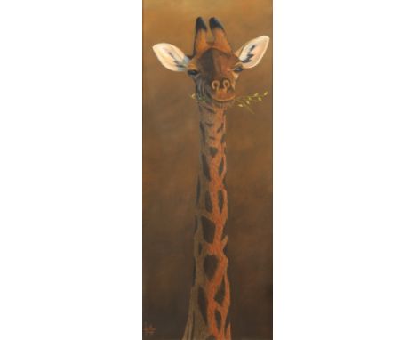 Jonathan Truss ARR Framed oil on canvas, signed 'Portrait of a Giraffe' 90cm x 35cm The oil on canvas is in excellent conditi