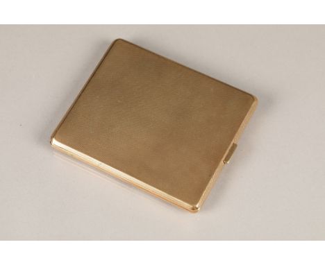 9 carat gold cigarette case, with engine turned decoration. Maker Adie Brothers Ltd. Length 9.5cm, width 8cm. Total weight ap