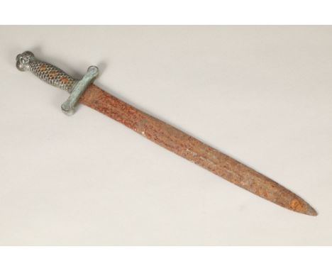 American model 1832 ames artillery short sword, double edged 8cm blade, brass crossguard, fish scale design brass grip. Bulbo