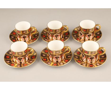 Twelve piece Royal Crown Derby coffee set, six coffee cans and six saucers, imari pattern The Royal Crown Derby is in excelle