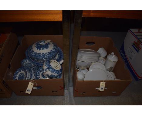 A collection of Wedgwood 'Woodland' pattern dinner and tea ware; and a "Harmony" white and gilt tea and dinner service, in tw