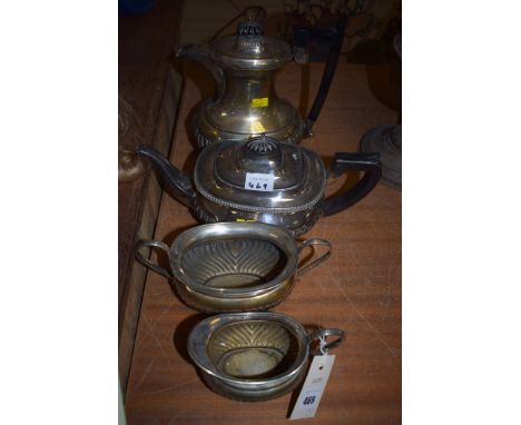 A four-piece silver plated tea and coffee service (worn).