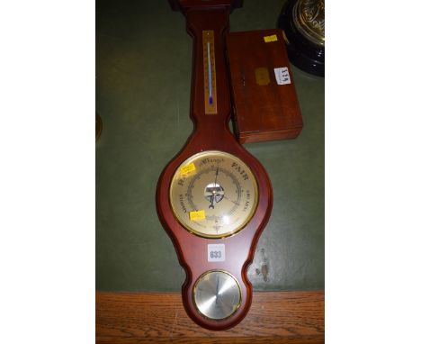 An early 20th Century drawing set (incomplete), in fitted mahogany case; together with a modern barometer.  (2)