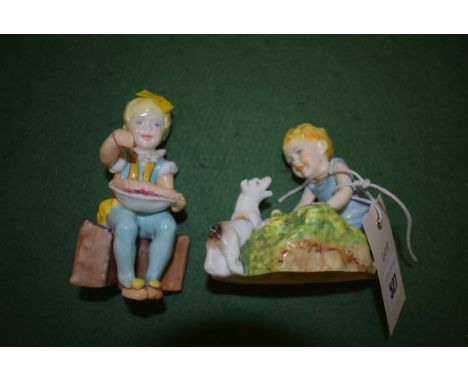 Royal Worcester figures, to include: "Little Jack Horner" and "Two Babies".  (2)