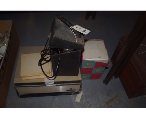 A Grundig 2K120 reel-to-reel tape recorder; a microscope; etc.  (3)