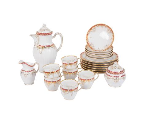 KPM, Kaffeeservice "Königin von Holland" 20.Jh. Berlin, Rocaille mit Dekor "Königin von Holland", 21-teilig, bestehend aus Ka