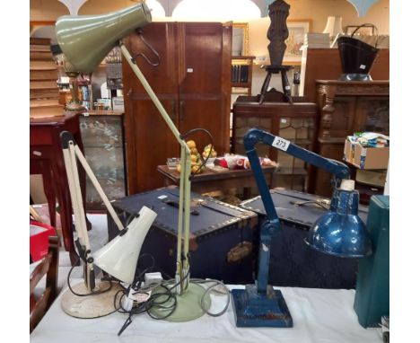 An industrial 'Dugdills' 'patent' cast iron Anglepoise lamp and 2 others COLLECT ONLY