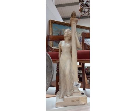 A 1940's plaster figure lamp by MM Wood 1946 titled Tuscan height 54cm COLLECT ONLY