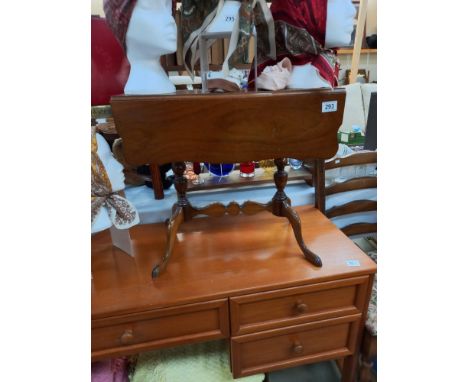 A small vintage dark wood stained drop leaf tea table COLLECT ONLY 