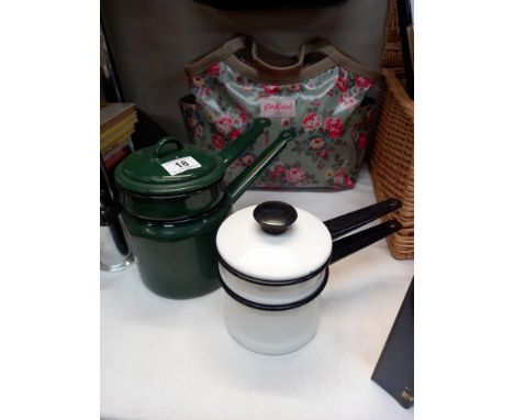 2 double enamel Bain Marie saucepans