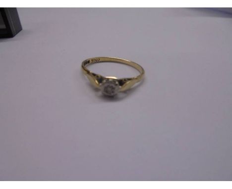 An 18ct gold single stone diamond ring, HM Birmingham 1872, size K half, 1.58 grams.