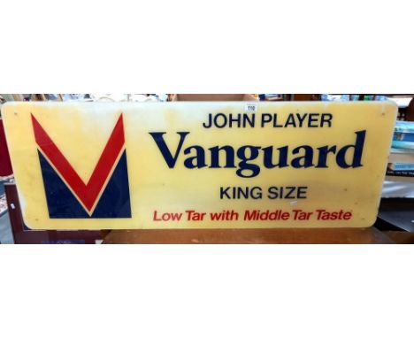 A large vintage Perspex John Player Vanguard sign 128cm x 46cm COLLECT ONLY