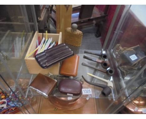 A mixed lot including hip flasks, pipes, pipe cleaners etc.,