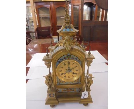 An early 19th century French enamel and gilt mantel clock in working order.