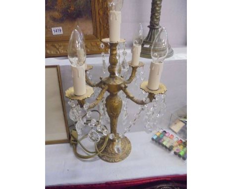 A candelabra style table lamp, COLLECT ONLY.