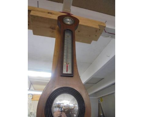 A mahogany barometer/thermometer, COLLECT ONLY.