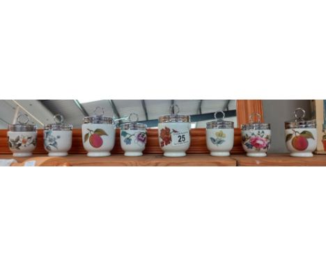 7 Royal Worcester egg coddlers, 2 large and 6 small