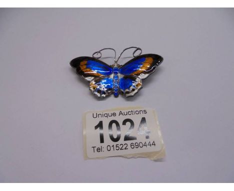 A sterling silver and enamel butterfly brooch by David Anderson, Norway.&nbsp; &nbsp; &nbsp; &nbsp; &nbsp; &nbsp; &nbsp; &nbs