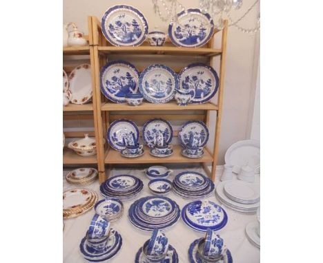 In excess of 70 pieces of 'Old Willow' tea and dinnerware including Booth's, Royal Worcester and Royal Doulton, COLLECT ONLY.