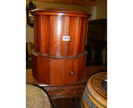 A Victorian mahogany circular step commode with liner, COLLECT ONLY.