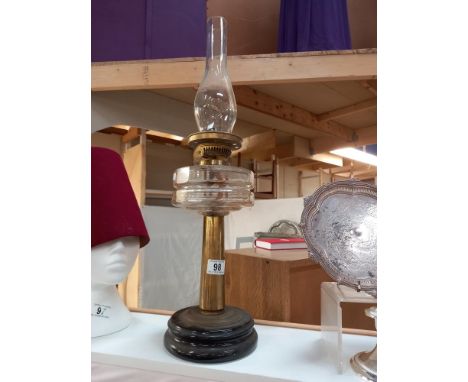 A Victorian oil lamp with faceted glass font COLLECT ONLY
