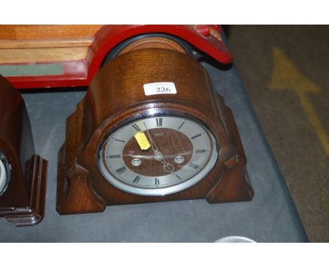 A Smiths Enfield oak cased two hole mantle clock