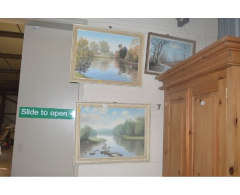 R Pethick-Williams, three various paintings entitled "Winter Sunshine", "Quiet Backwater" and "Late September" 