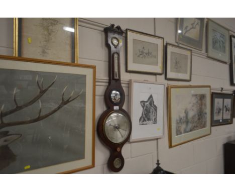 A 19th Century mahogany banjo barometer by P Canova of Halesworth 