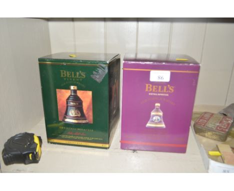 Two Bells Old Scotch Whisky decanters with contents 