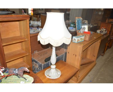 A tall Venetian glass table lamp and shade 