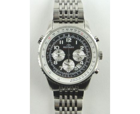 A gent's Rotary Aquaspeed chronograph wristwatch,
stainless steel case and strap, boxed with papers, GWO.