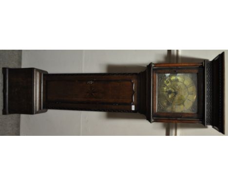 18th century oak 30hour long case clock,
having a 12" square brass dial with 1 subsidiary dial, dial signed William Bird, Sea