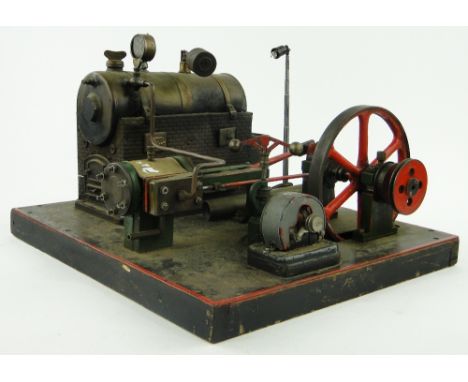 Antique Marklin stationary steam engine on stand, 
height 12.75".