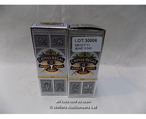 2X CHIVAS REGAL 12YRS BLENDED SCOTCH WHISKY.350ML / GRADE: UNCLAIMED PROPERTY / BOXED (DC2) {MK221115}