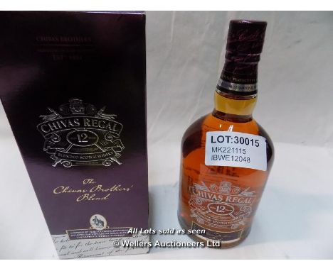 1X CHIVAS REGAL 12YRS BLENDED SCOTCH WHISKY. 1LT / GRADE: UNCLAIMED PROPERTY / BOXED (DC2) {MK221115}