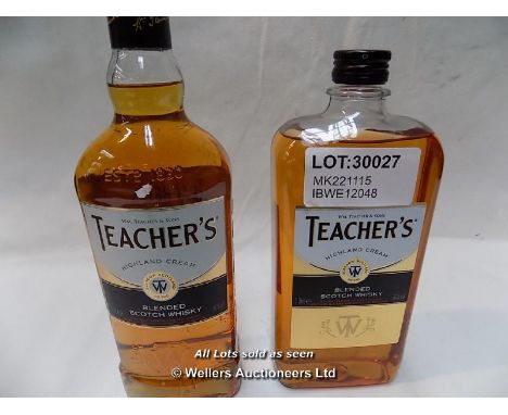 2X TEACHER'S BLENDED SCOTCH WHISKY 1LT AND 70CL / GRADE: UNCLAIMED PROPERTY / UNBOXED (DC2) {MK221115}