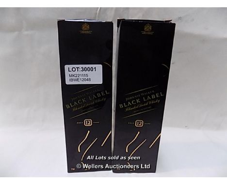 2X BLACK LABEL JOHNNIE WALKER 12YRS SCOTCH WHISKY. 700ML / GRADE: UNCLAIMED PROPERTY / BOXED (DC2) {MK221115}