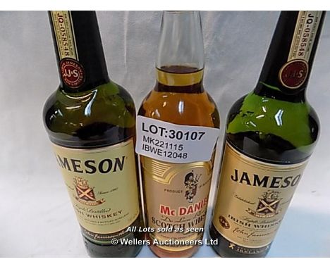 3X JAMESON IRISH WHISKY 700ML AND MC DANIEL SCOTCH WHISKY 70 CL / GRADE: UNCLAIMED PROPERTY / UNBOXED (DC2) {MK221115}