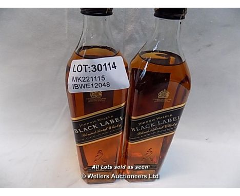 2X JOHNNIE WALKER BLACK LABEL SCOTCH WHISKY 70CL / GRADE: UNCLAIMED PROPERTY / UNBOXED (DC2) {MK221115}