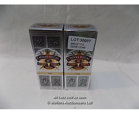 2X CHIVAS REGAL 12YRS BLENDED SCOTCH WHISKY.350ML / GRADE: UNCLAIMED PROPERTY / BOXED (DC2) {MK221115}