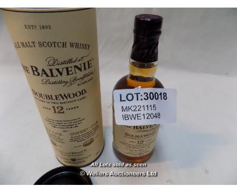 1X THE BALVENIE 12YRS DOUBLEWOOD SINGLE MALT SCOTCH WHISKY.20CL / GRADE: UNCLAIMED PROPERTY / BOXED (DC2) {MK221115}