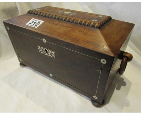 Inlaid sarcophagus tea caddy