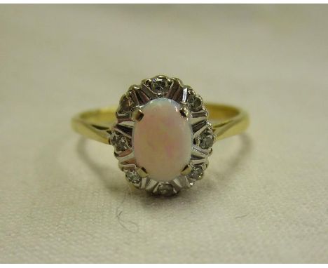 18ct opal &amp; diamond cluster ring