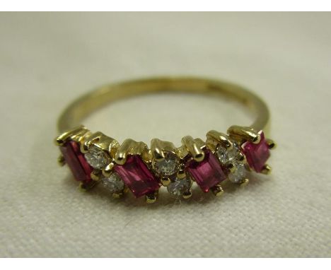 Gold ruby &amp; diamond set ring