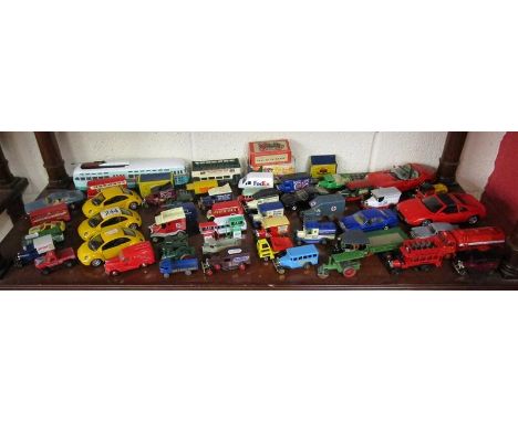 Shelf of die-cast vehicles