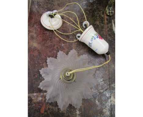 Unusual ceramic and glass light fitting